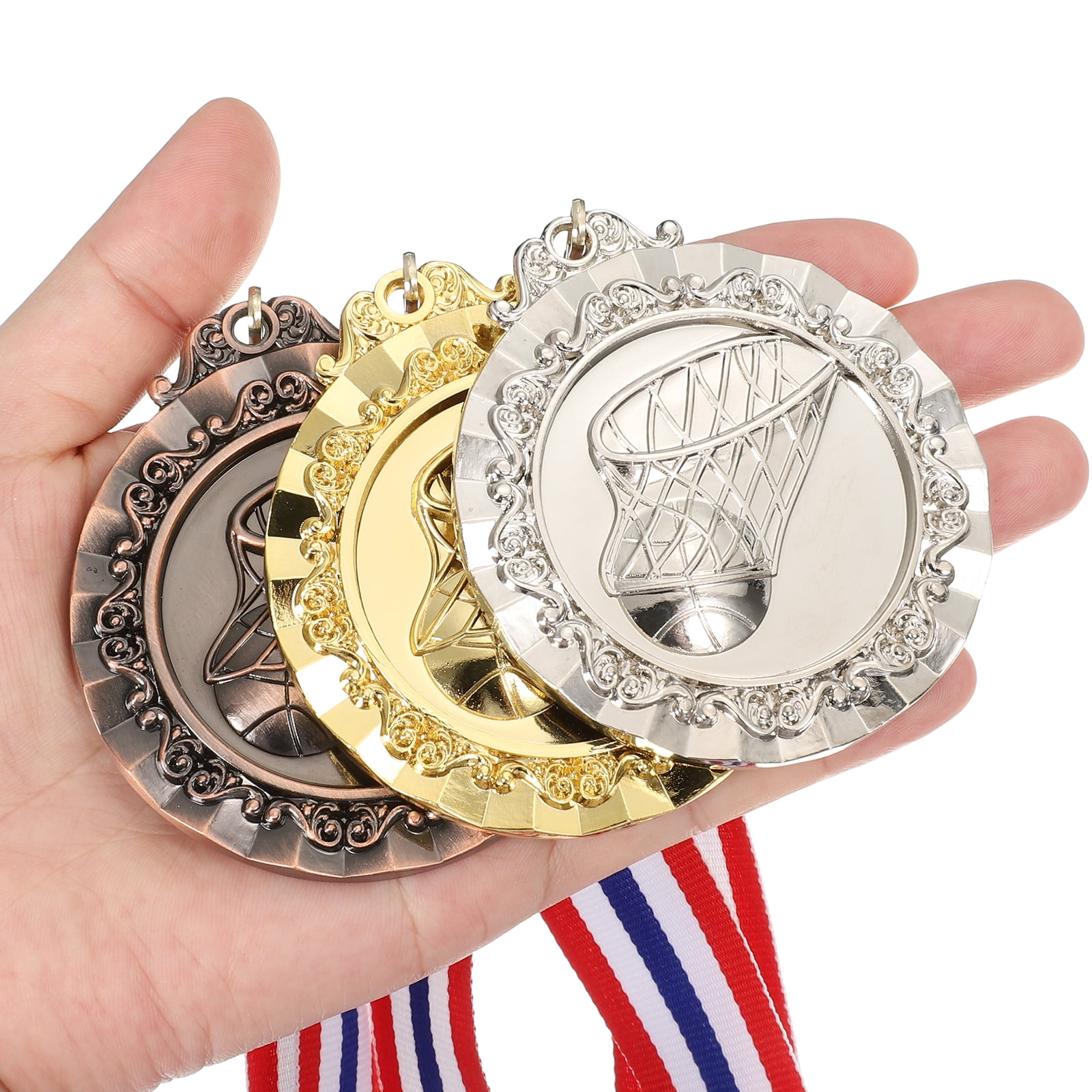 Uxcell 2.6" Gold Silver Copper Basketball Medals, 6Pcs Basketball Award Medals