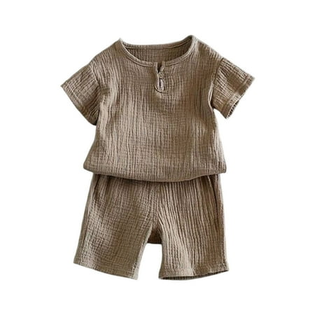 

Kids Short Sleeve Soft Gauze Fabric Breathable Summer Set - Boy and Girl Short Sleeve T-shirt Suit