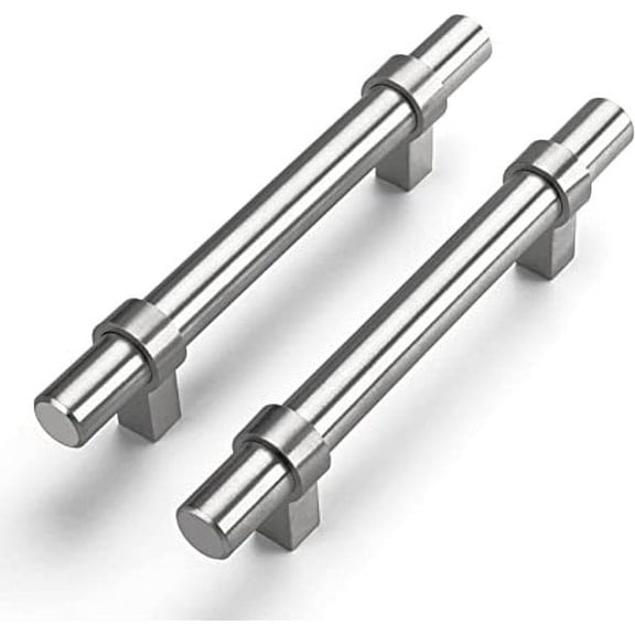 Goldenwarm 10 Pack Cabinet Handles Brushed Nickel Drawer Handles Cabinet Pulls for Bedroom Kitchen Door Dresser Bathroom Wardrobe Hardware,4inch Hole Centers