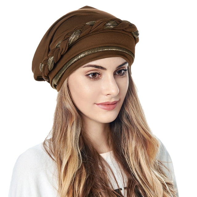 Turban Tressé pour Femmes Chapeaux Bonnet Foulard Couvre-Chef