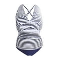 thumbnail image 6 of Zhden Two Piece Swimsuit for Women - V Neck Sexy Tummy Control Swimwear Cross Back Ruched Tankini Top with High Waisted Bottoms（B,XXL）, 6 of 6