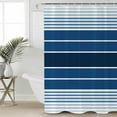 thumbnail image 2 of 54x78 Inch Shower Curtain Decorative Navy Blue Ombre Stripe Bathtub Bath Curtains Fabric Waterproof Bathroom Decor Farmhouse Striped Gradient Small Stall Shower Curtain Set with 12 Hooks, 2 of 6