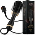 thumbnail image 1 of Cepillo secador de pelo profesional, secador y voluminizador de oro negro, cepillo de aire caliente para mujeres, forma ovalada de 75 mm (oro negro), 1 of 5