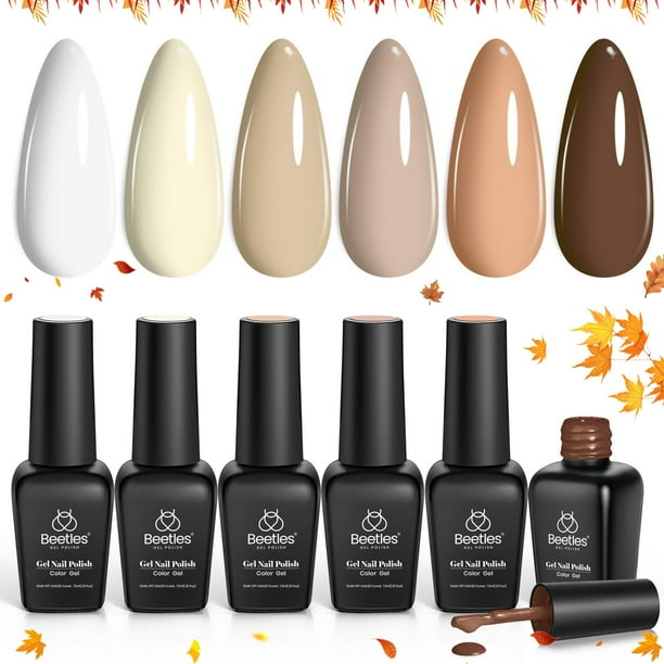 Set de esmaltes de uñas en gel Beetles Brown Nude, 6 colores, 7,5 ml