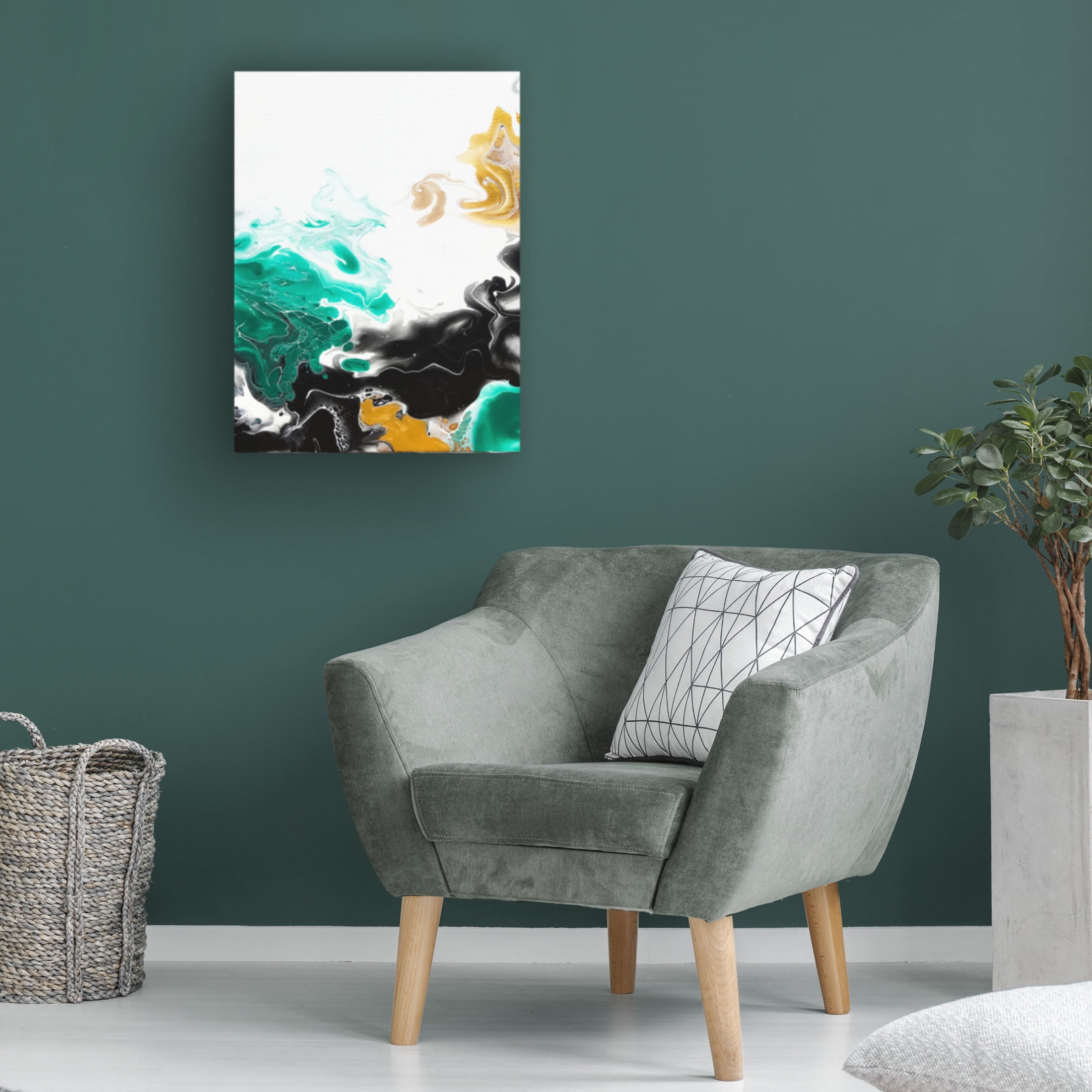 Trademark Fine Art Alyson Storms  Green and Gold Ribbons 3 Canvas Wall Art