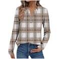 thumbnail image 2 of Craaazy Button Down Shirts for Women Polka Print T-shirt Plaid Shirt Casual V-neck Striped Long Sleeve Shirt Gifts, 2 of 8