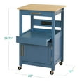thumbnail image 4 of Best Choice Products Rolling Kitchen Island Cart, Cabinet W/ Drawer, Sliding Tray, Outlet, Wheels, Hooks - Slate Blue, 4 of 11