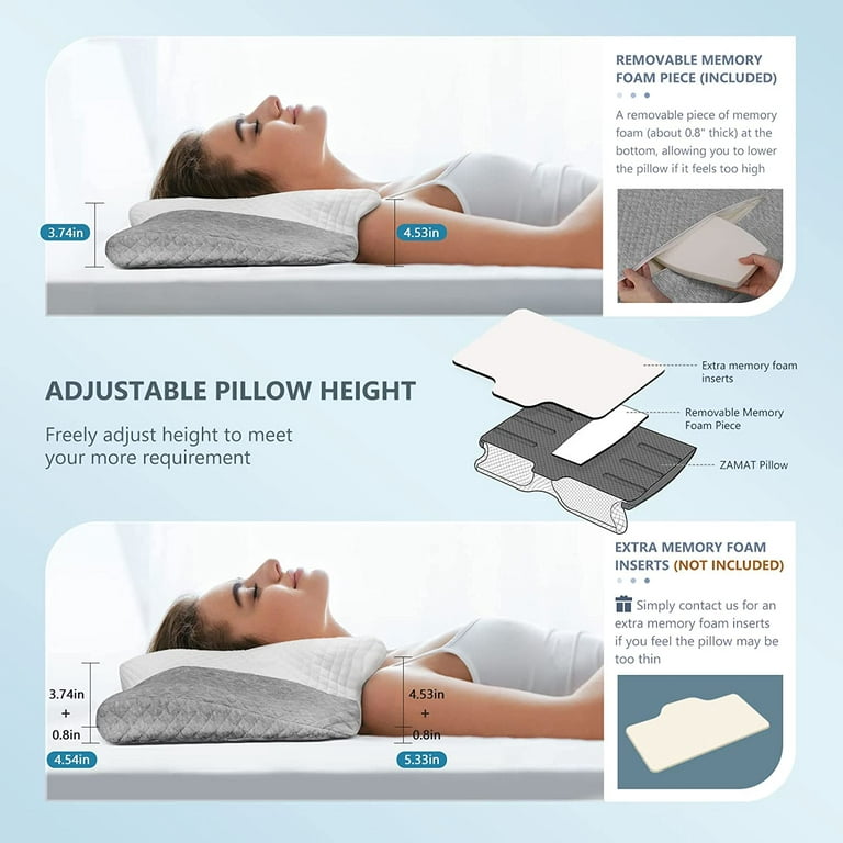 Adjustable Cervical Memory Foam Pillow, Odorless Neck Pillows for