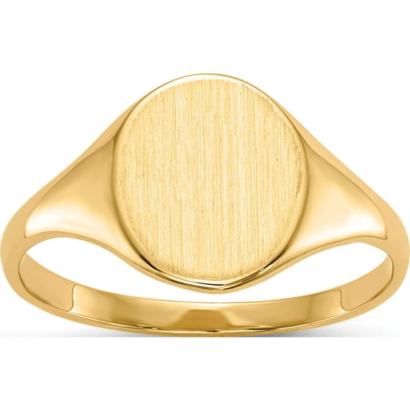 14K Yellow Gold 10.0X8.5mm Open Back Signet Ring (Size 5.5) Made In United States rs112