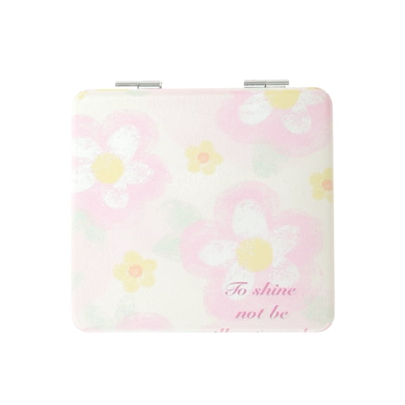 Unique Bargains Durable Square Shape Handheld Mirror for Travel Pink 1 Pc