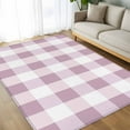 thumbnail image 4 of Pink White Buffalo Check 5x8 Area Rugs, Farmhouse Plaid Modern Geometric Non-Skid Rubber Backing Large Rectangle Rugs - Living Room Bedroom Home Office, Indoor Floor Mat Carpets Washable Rug, 4 of 9