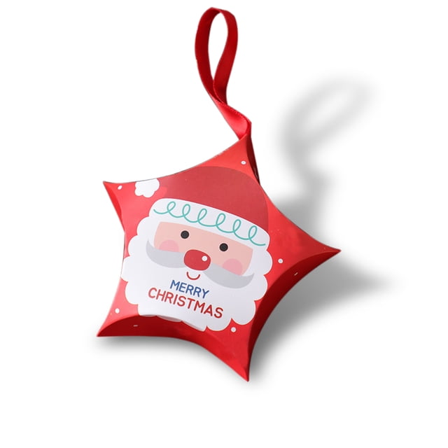 Inteprter 20 piezas Cajas de regalo de Navidad Caja de dulces de Papá Noel Forma de estrella Cajas de Feliz Navidad Bolsas para el hogar Año nuevo Kits de decoración para fiestas No.07 Inteprter HA008455-07