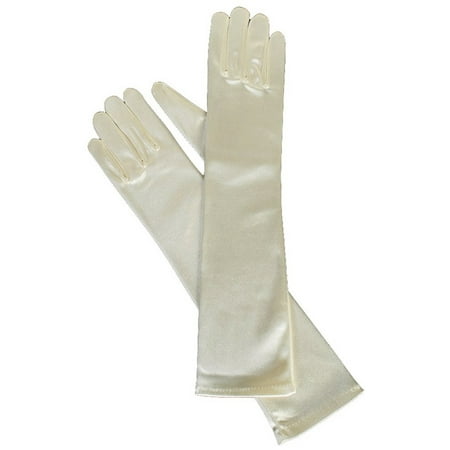 Dempsey Marie Child Size Long or Short Satin Formal Gloves in White or Ivory