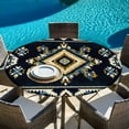 thumbnail image 5 of Boho Navy Blue Round Tablecloth 55-60 Inch Round Fitted Table Cloth with Elastic Edge, Ethnic Art Geometric Southwestern Waterproof Table Cover Protector for Outdoor Picnic Party Dining, 5 of 6