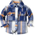 thumbnail image 1 of Baby Boys Kids Long Sleeve Button Down Plaid Shirts Fall Winter Flannel Shacket Jackets Tartan Tops, 1 of 6