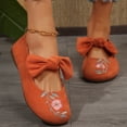 thumbnail image 6 of Bownot Mary Jane Sneakers for Women, Women's Bownot Ankle Straps Flats Shoes, Flat Shoes Dressy Ballet Flats With Stretch Ankle Straps Square Toe Slip On Walking Shoes Yoga Flat Shoes, Orange 7, 6 of 9