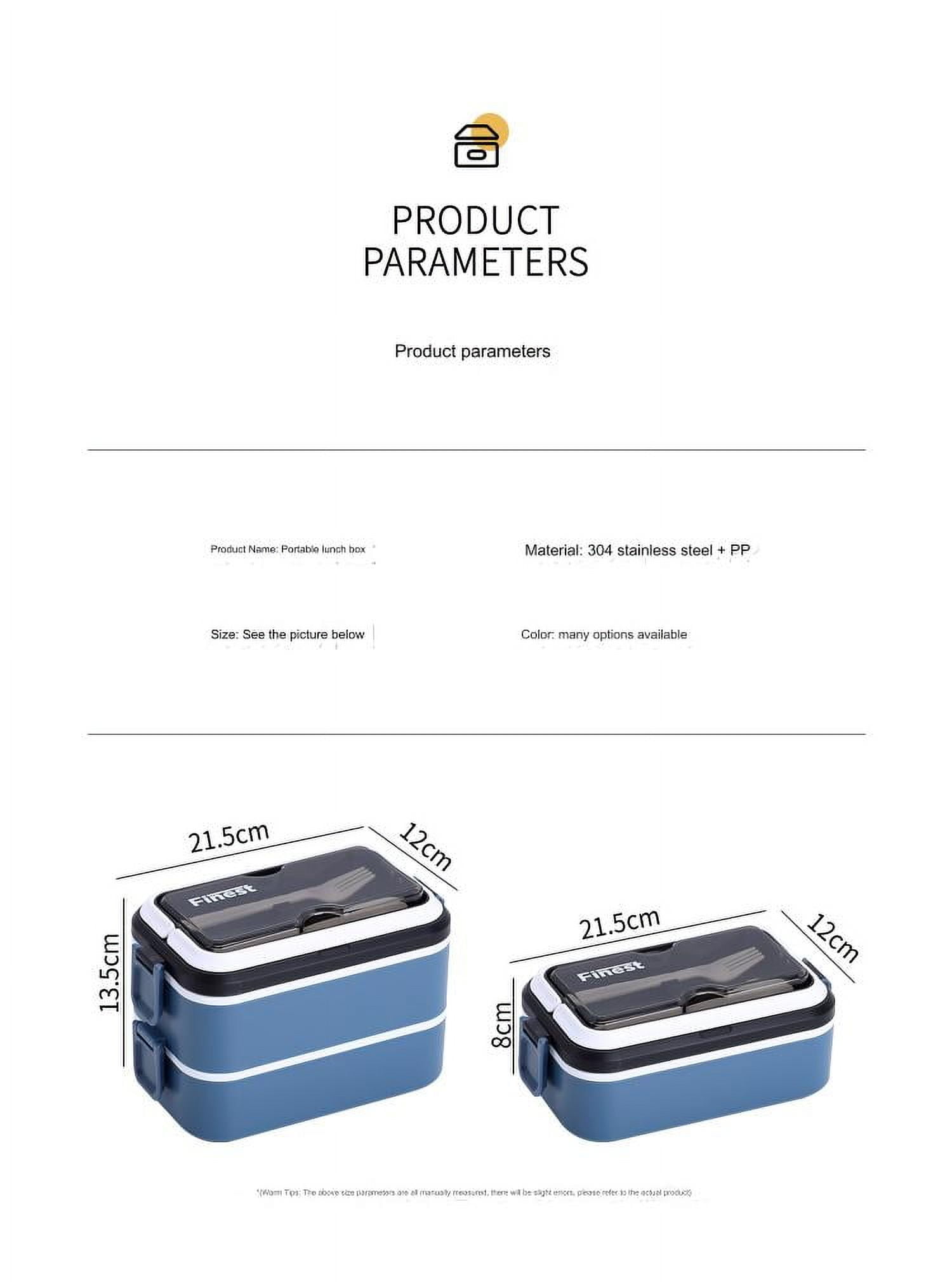 Stackable lunch box Stainless steel with 3 Compartments, Reusable Utensils, Leak resistant,1400 ML Capacity, Microwave safe bento box