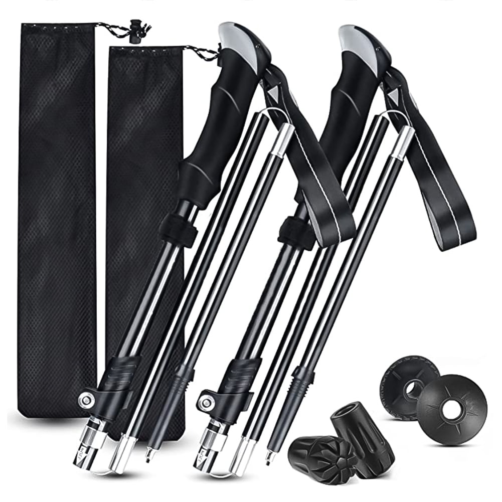 Kepooman Foldable Hiking & Trekking Poles, 2pc Pack Hiking Poles, Adjustable Quick Lock Folding Poles with Double Lock Design Essentials Accessories Gift for Men and Women, Black Kepooman Foldable Hiking & Trekking Poles, 2pc Pack Hiking Poles, Adjustable Quick Lock Folding Poles with Double Lock Design Essentials Accessories Gift for Men and Women, Black
