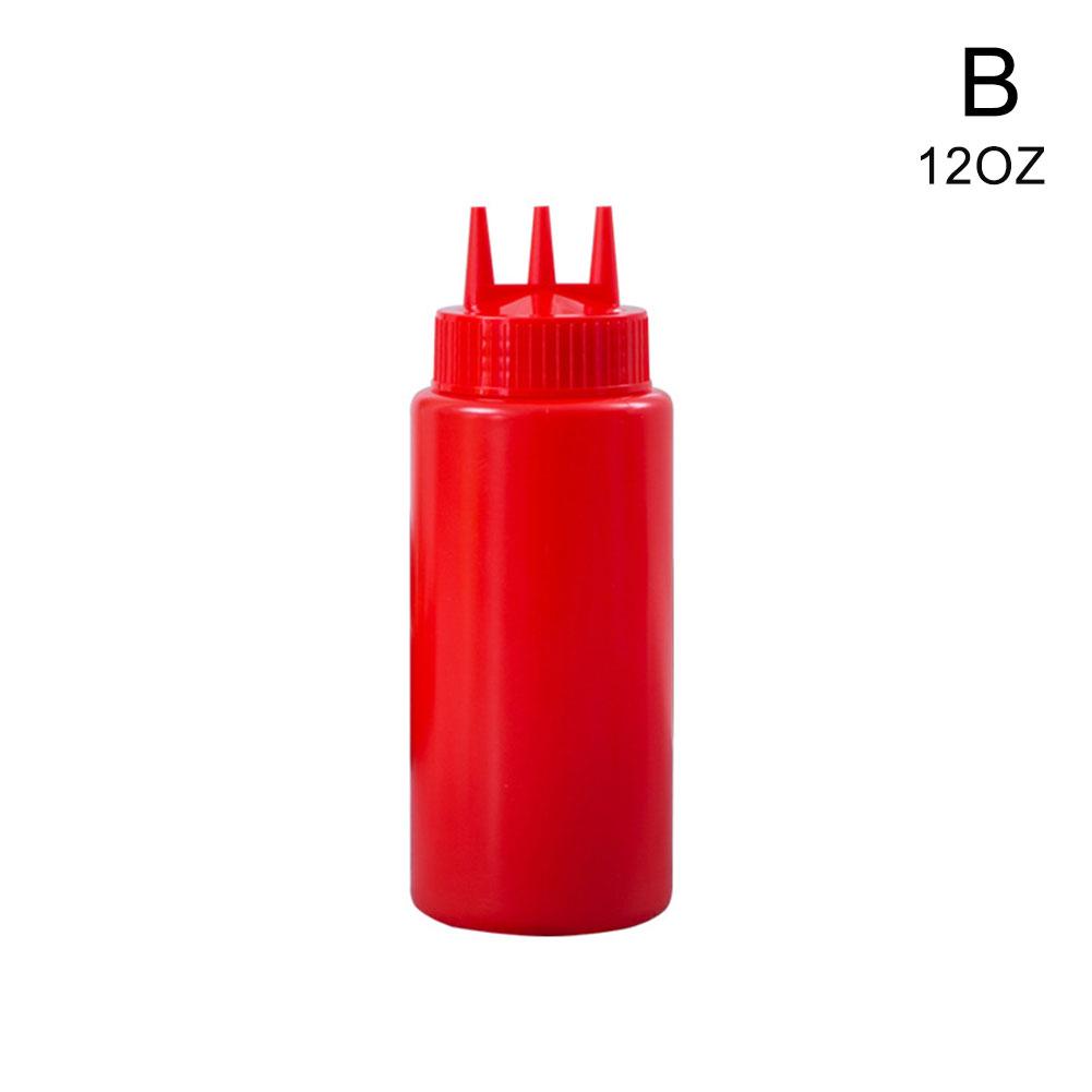 3 Holes Ketchup Squeeze Bottle Plastic Mustard Mayo Kitchen sf Bottle