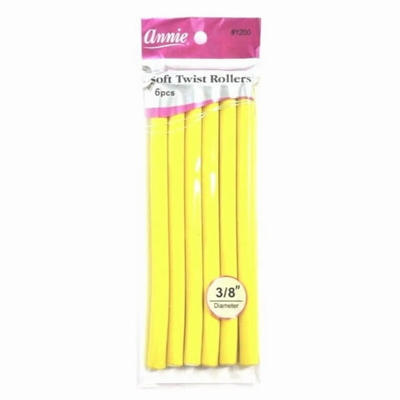Annie Soft Twist Rollers Yellow 3/8" 6 piece,Pack of 6