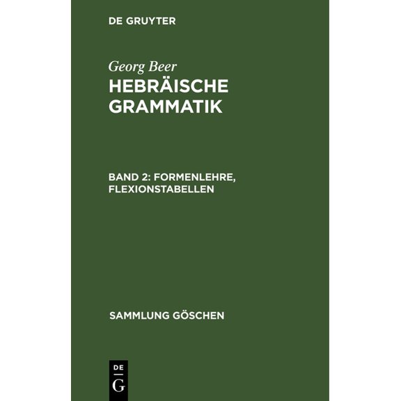 Sammlung Göschen Formenlehre, Flexionstabellen, Book 764, (Hardcover)