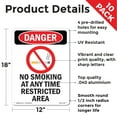thumbnail image 2 of No Smoking At Any Time OSHA Danger Aluminum Sign 18 Inch x 12 Inch - 10 Pack, 2 of 8