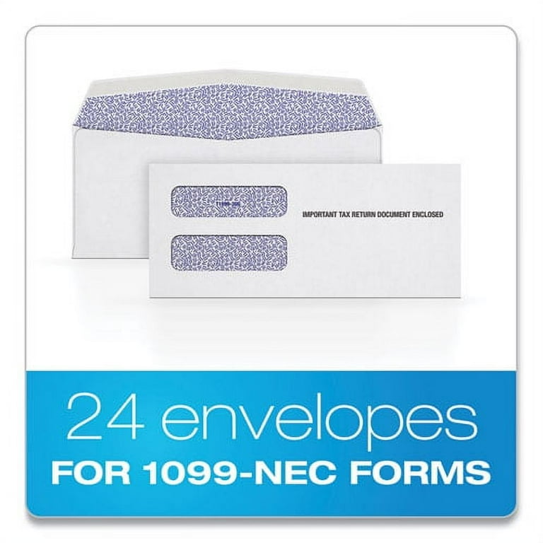 1099 Double Window Envelope, Commercial Flap, Gummed Closure, 3.75 x 8.75, White, 24/Pack 1099 Double Window Envelope, Commercial Flap, Gummed Closure, 3.75 x 8.75, White, 24/Pack