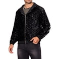 thumbnail image 4 of Chaquetas de lentejuelas Argyle INSPIRE CHIC para hombres, de manga larga, metálicas, brillantes, con capucha, chaqueta disco S negra, 4 of 5