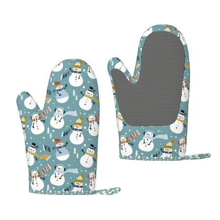 

Matuu Snowflake Scarf Snowman for Silicone Oven Gloves Heat Resistant Grilling Gloves Non-Slip Silicone Oven Mitt Great for Grilling Kitchen and Cooking