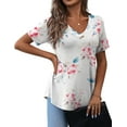 thumbnail image 2 of a.Jesdani Women's Plus Size Short Sleeve Henley Shirt V Neck Floral Blouses Tunic Tops for Women m-4x, 2 of 7