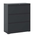 thumbnail image 2 of Black Metal 3-Drawer Lateral File Cabinet / Prevent Tilting and Protect Important Files, 2 of 6