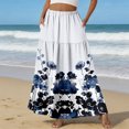 thumbnail image 2 of LWavelet Women Patchwork Floral Print Tiered Maxi Skirt Elastic Waist With Pockets Casual Long Skirt White L, 2 of 6