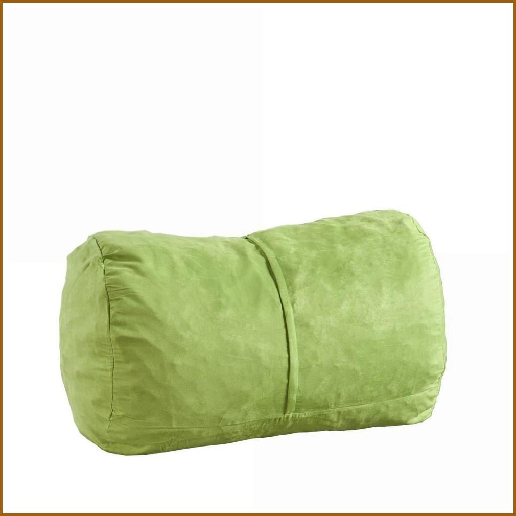 Michael 4-Foot Cylindrical Suede Bean Bag Chair for Adults | Green | Polyester