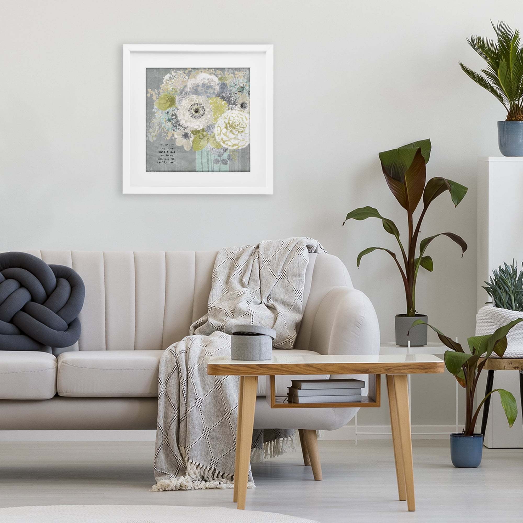 Stupell Industries Happy In The Moment White Framed Print Under Glass, design by Suzanne Nicoll