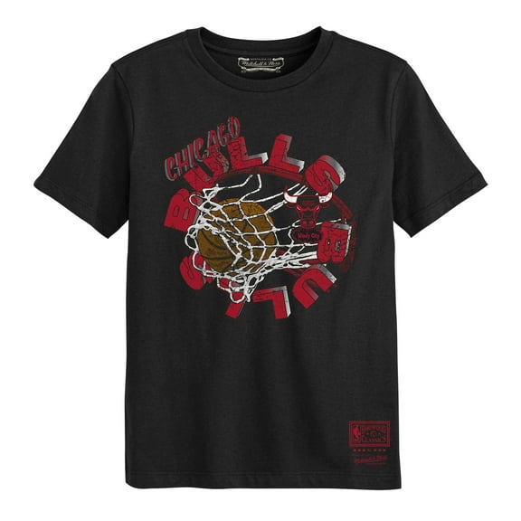 Preschool Mitchell & Ness Black Chicago Bulls In The Net T-Shirt
