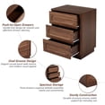 thumbnail image 4 of COZAYH Modern 3 Drawer Nightstand with Push-to-Open Drawers, Mid-Century Bedside Table with Raised Base for Bedroom, Oval Groove Panel Front, Dark Walnut Color, 4 of 8