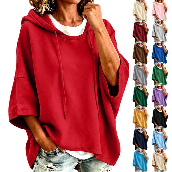 FchengtaiS 3/4 Sleeve Oversized Sweatshirt for Women Casual Crewneck Pullover Top Fall Fashion Outfits