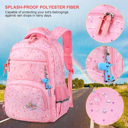 Appie Girls School Backpack Adorable Student Shoulders Bag Stylish Printing School Bag Casual Outdoor Daypack Pink