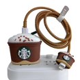 thumbnail image 1 of Funda protectora con diseño de dibujos animados en 3D para adaptador de corriente USB-C de 20 W de Apple y cable de carga rápida para iPhone de 20 W (taza de helado marrón), 1 of 5