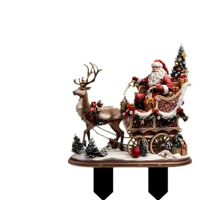 Leodye Acrylic Santa & Elk Floor Decor - Christmas Holiday Decoration