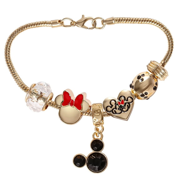 Disney Minnie Mouse Fashion 7" Charm Bracelet with Heart, Bow, and Crystal Beads