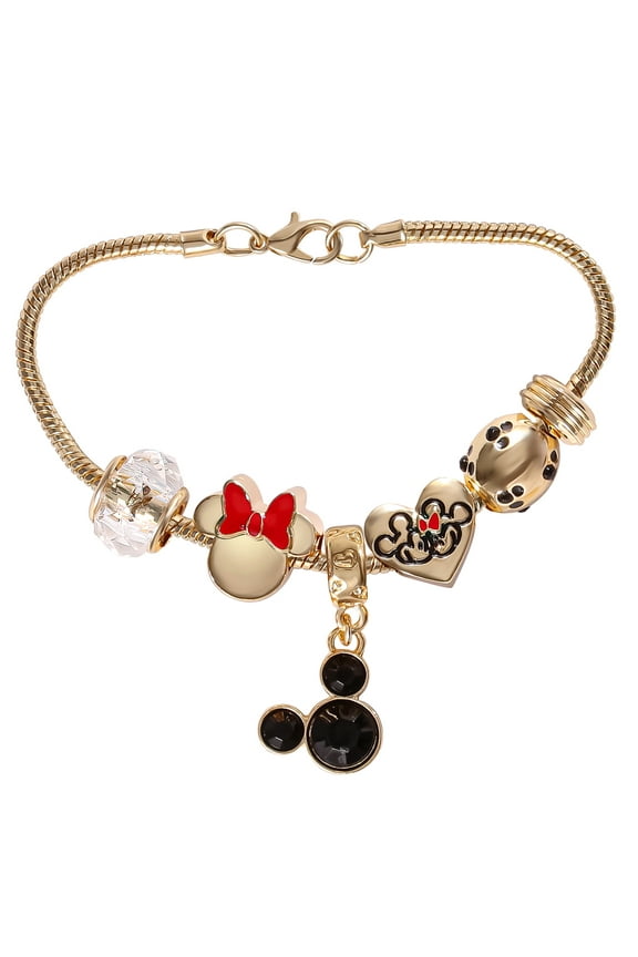 Minnie Mouse Fashion 7" Charm Bracelet with Heart, Bow, and Crystal Beads