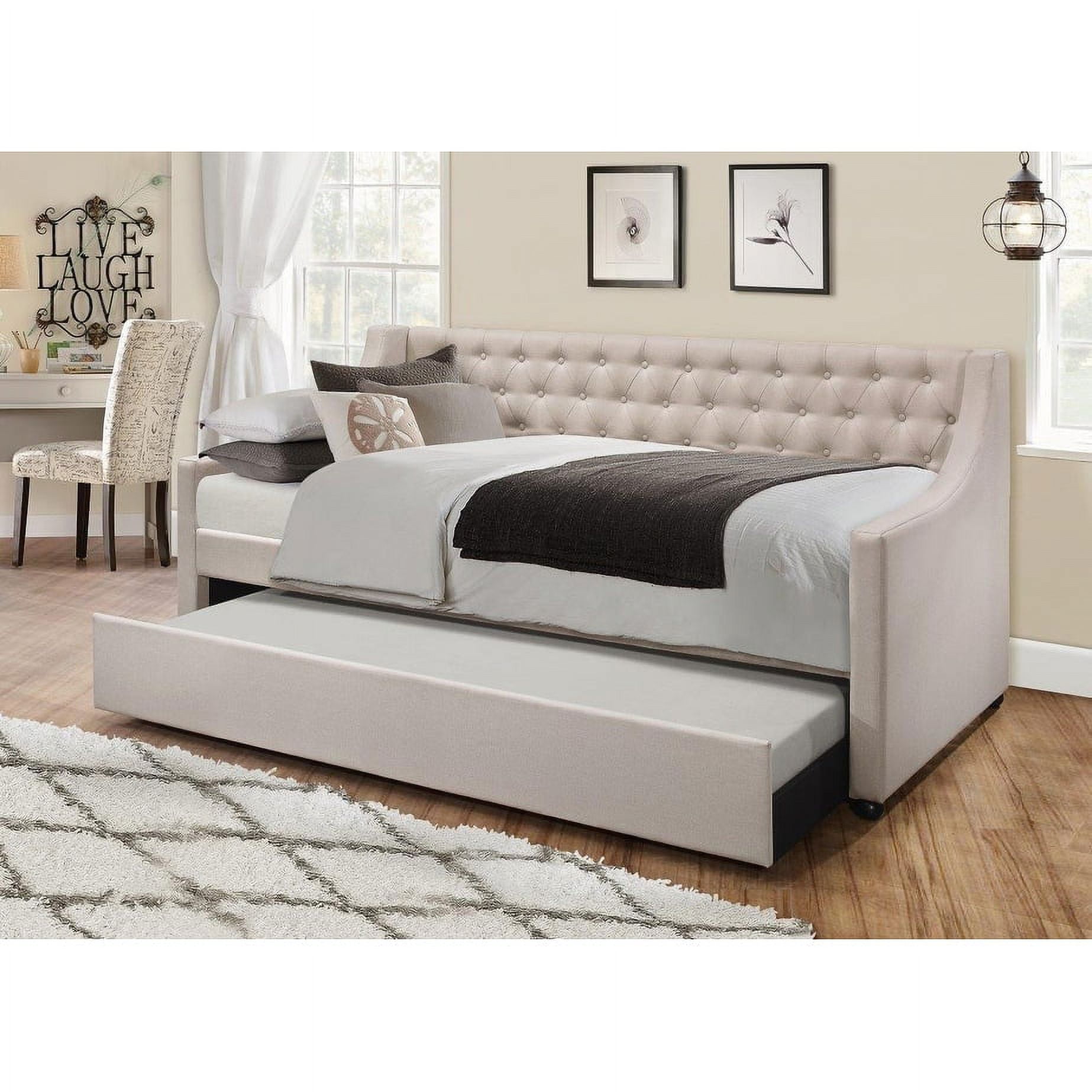 Vinnie Upholstered Daybed with Trundle Grey