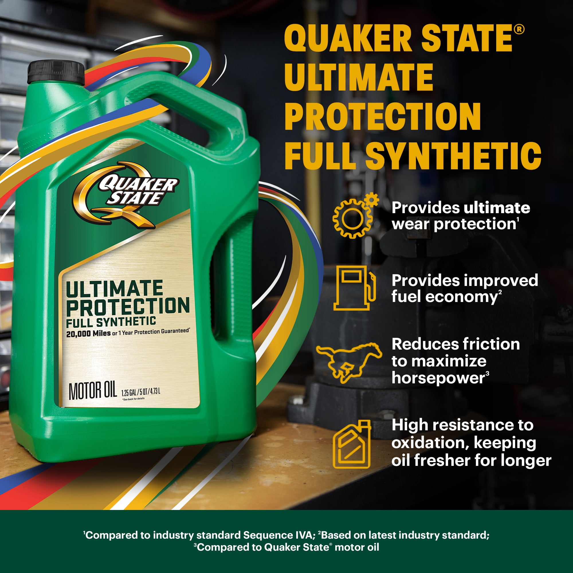 (5 pack) Quaker State Ultimate Protection Full Synthetic 5W-30 Motor Oil, 5 Quart