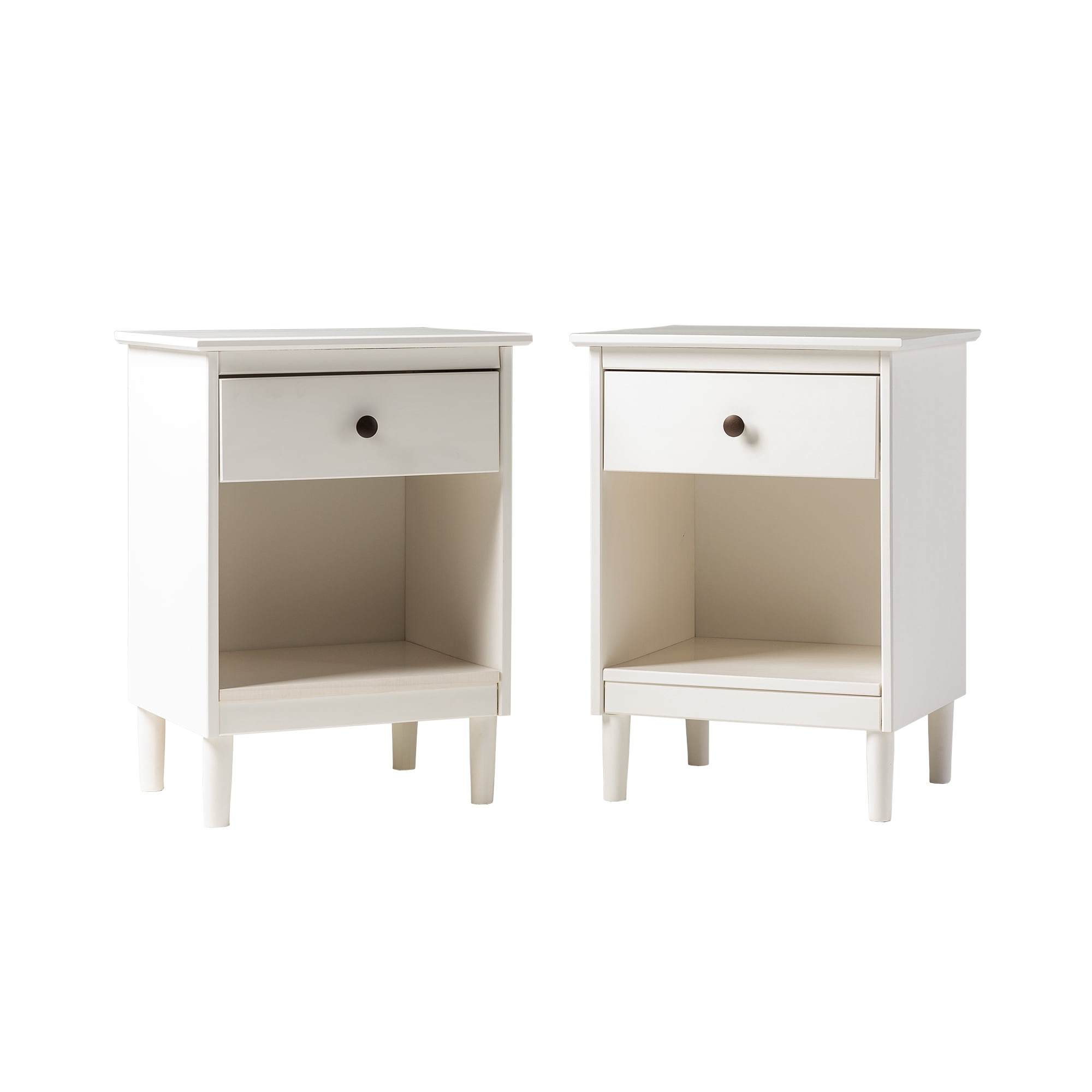 Bellamy Studios Wright Mid-Century Nightstand, White, Set of 2
