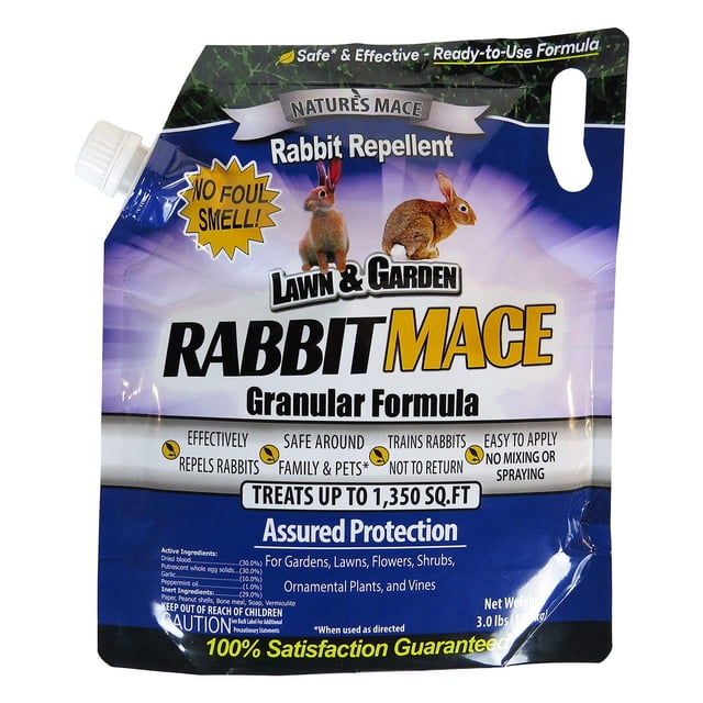 Repelente de conejos Nature's MACE granular, 1,36 kg, golosinas de 125 m²