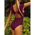 thumbnail image 3 of Charmo Womens Ruffle One Piece Swimsuits Ruched Tummy Control Monokini Bathing Suits, 3 of 6