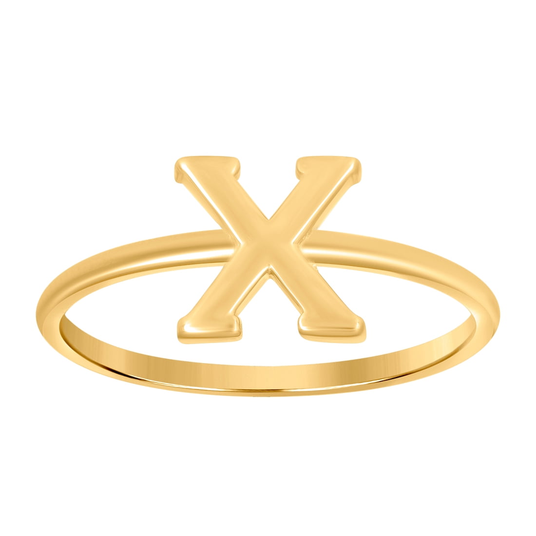10k Yellow Gold Womens Letter Name Personalized Monogram Initial Alphabet X Ring 7.3x1.2mm Wide Ring for Women
