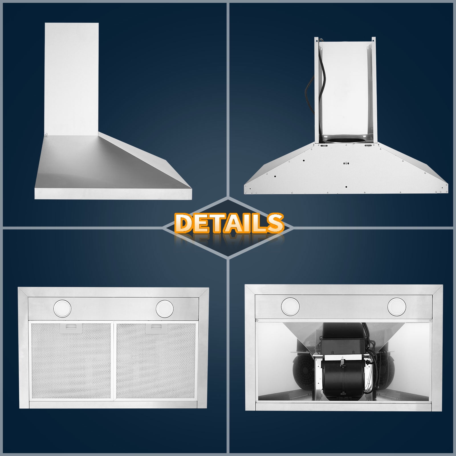 Wall Mount Range Hood 30 inch Stainless Steel Stove Hood Ducted Ductless Vent Hood Touch Control