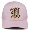thumbnail image 2 of Daxton Premium Mid Profile Hat Semi Curved Visor Pink Cap Black Gold Gothic Embroidered, Letter U, 2 of 3